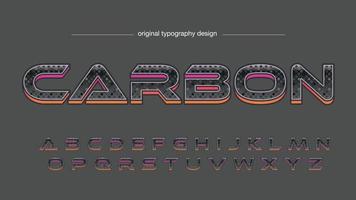 neon oranje en roze omtrek 3D koolstofvezel patroon futuristisch lettertype vector