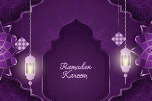 ramadan kareem islamitische achtergrond met lijnelement paarse kleur vector