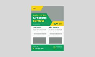 sjabloon voor agrarische en landbouwservices. biologische agro-boerderijdiensten flyer folderontwerp. omslag, a4-formaat, flyer voor boerderijservice, poster, klaar voor afdrukken vector