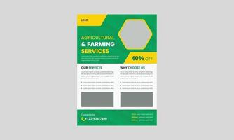 sjabloon voor agrarische en landbouwservices. biologische agro-boerderijdiensten flyer folderontwerp. omslag, a4-formaat, flyer voor boerderijservice, poster, klaar voor afdrukken vector