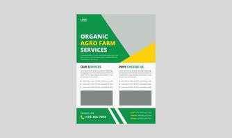 sjabloon voor agrarische en landbouwservices. biologische agro-boerderijdiensten flyer folderontwerp. omslag, a4-formaat, flyer voor boerderijservice, poster, klaar voor afdrukken vector