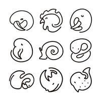 9 dieren schetsen stijl icon set vector