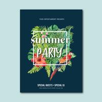 Van het de afficheontwerp van de zomer de vakantiepartij op de strand overzeese zonneschijnaard. vakantietijd, creatief ontwerp van de waterverf vectorillustratie vector