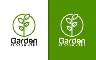 schop schep met blad plant lijn tuin plantage teelt boerderij logo ontwerp vector