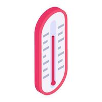 kwikthermometer, bewerkbaar isometrisch icoon van medische meter vector