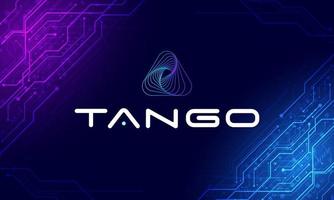 tango ketting logo symbol.nft spel platform.hologram background.world cryptocurrency. vector