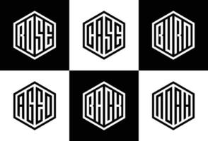 set van creatieve zeshoekige monogram logo sjabloon vector