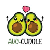 schattig paar avocado's met woordspelingen vector