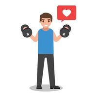 fit man met dumbell illustratie vector