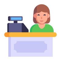 een winkel kassier avatar flat icon vector