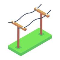 voedingen pilaren, isometrisch pictogram van elektrische palen vector