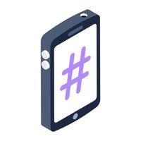 typografisch teken bekend als hashtag, isometrisch pictogram vector