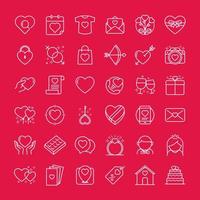 romantische vector icon set