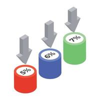 bars met percentage, bar infographic isometrisch pictogram vector