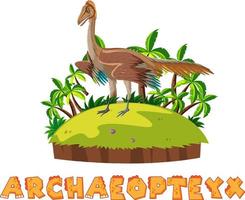 lettertypeontwerp voor archaeopteryx-dinosaurus op het eiland vector