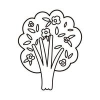 vector zwart-wit bloeiende struik pictogram. kleine omtrek struik met bloemen geïsoleerd op een witte achtergrond. lijn lente tuin illustratie. tuinieren of bos foto