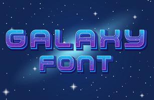 Galaxy lettertype logo op ruimte achtergrond vector