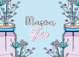 Mason-pot met bloemen vector