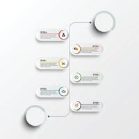 vector infographic sjabloon met 3D-papieren label, geïntegreerde kringen. bedrijfsconcept met 6 opties. voor inhoud, diagram, stroomdiagram, stappen, onderdelen, tijdlijninfographics, workflow, grafiek.