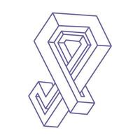 onmogelijke vormen. heilige geometrie figuur. optische illusie logo in trendy 2022 zeer peri kleur. onmogelijke eindeloze omtrek. onmogelijk geometrie-object op een witte achtergrond. optische kunst. vector