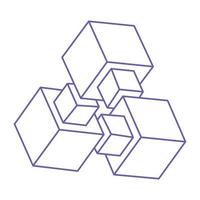 optische illusie logo in trendy 2022 zeer peri kleur. onmogelijke vormen vector. optische kunstvoorwerpen. geometrische figuren. paradox. vector
