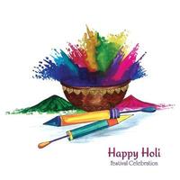 happy holi festival van india viering wenskaart achtergrond vector