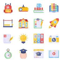 pack van onderwijs plat pictogrammen vector