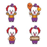 schattige clown cartoon mascotte karakter illustratie