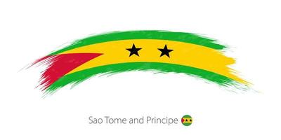 vlag van Sao Tomé en Principe in afgeronde grunge penseelstreek. vector