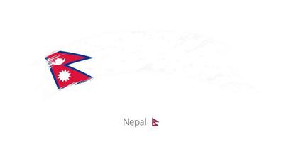 vlag van nepal in afgeronde grunge penseelstreek. vector