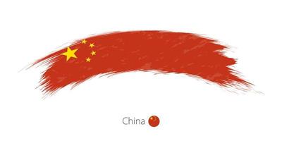 vlag van china in afgeronde grunge penseelstreek. vector