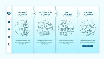 onboarding-sjabloon voor koeriersdiensten. pakket verzending. responsieve mobiele website met lineaire conceptpictogrammen. webpagina walkthrough 4 stap schermen. lato-bold, gewone lettertypen gebruikt vector