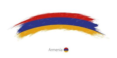 vlag van armenië in afgeronde grunge penseelstreek. vector