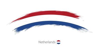 vlag van nederland in afgeronde grunge penseelstreek. vector