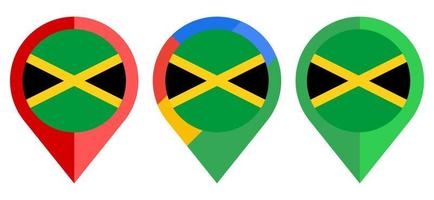 platte kaartmarkeringspictogram met Jamaica vlag geïsoleerd op een witte achtergrond vector