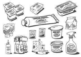 Sketched Food Products Vectors