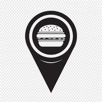 Kaart aanwijzer Hamburger pictogram vector