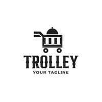 klaar voedsel trolley logo vector ontwerp, vintage design