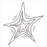 vector hand getekende ster illustratie. leuke kleurrijke doodle geïsoleerd op een witte achtergrond. voor print, web, wenskaart, ontwerp, decor.