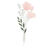 delicate bruids boeket vector stock illustratie. een element voor een huwelijksuitnodiging. geïsoleerd op een witte achtergrond. roze papaver bloemen met muntblaadjes.