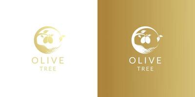 gouden olijfolie boom logo ontwerp vector