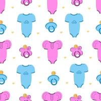 babykleding, bodysuits, meisje of jongen naadloos patroon. illustratie voor afdrukken, achtergronden, omslagen, verpakkingen, wenskaarten, posters, stickers, textiel en seizoensontwerp. vector