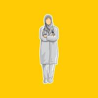 verpleegsters in hijab-kleding met medische apparatuur vector