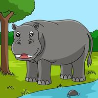 nijlpaard cartoon gekleurde dierenillustratie vector