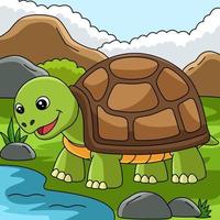 schildpad wandelen cartoon gekleurde afbeelding vector