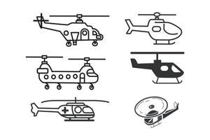 helikopter icoon. helikopter. zwart-wit pictogram vector