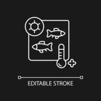 warmtebehandeling wit lineair pictogram voor donker thema. verwerking van zeevruchten. sterilisatie van vissen. dunne lijn aanpasbare illustratie. geïsoleerd vectorcontoursymbool voor nachtmodus. bewerkbare streek vector