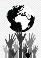 Hand met wereld en globe handen idee vector