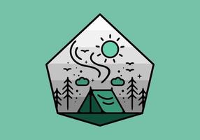 kleurrijke tent camping lijntekeningen illustratie badge vector