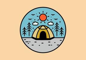 kleurrijke tent camping lijntekeningen illustratie badge vector
